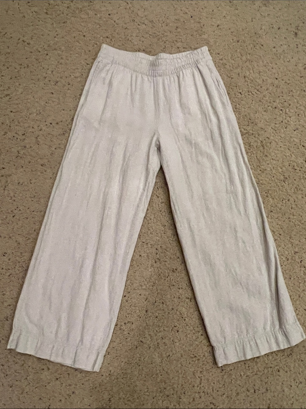 Old Navy Cream/Natural Wide-Leg Linen Pants